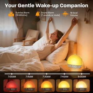 Hot Sales White Noise Sound Machine for Sleep Wake up Light Table <b>Digital</b> Electronic Sunrise Alarm Clock <b>Calendars</b> Soft Lighting - Product Image 4