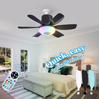 Ventilador de Techo LED Inteligente con Control Remoto, Decorativo, Moderno, con Control Remoto, Bldc, RGB, Música, Luces para el Hogar Inteligente