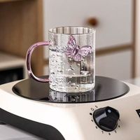 Nouvelle conception, verre transparent classique blanc brillant, verre à boire en forme de papillon 3D, fait à la main, réutilisable, sans BPA, résistant à la chaleur, 350 ml