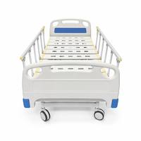 Lit d'hôpital à 2 manivelles avec tête de lit en ABS, rail en aluminium pleine longueur, système anti-pincement à double bouton, 4 prises pour perfusion, roues silencieuses de 5 pouces