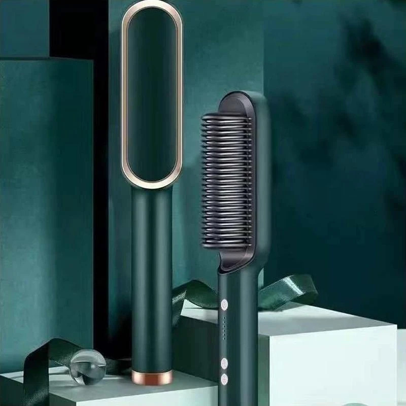 Многофункциональная Белая Керамическая электрическая ионная Горячая щетка 2 в 1 расческа для выпрямления волос