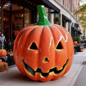 รูปปั้นฟักทองยักษ์ FRP สำหรับตกแต่งห้างสรรพสินค้าในธีมฮาโลวีน ประติมากรรมฟักทองไฟเบอร์กลาสสร้างสรรค์ อุปกรณ์ประกอบฉากงานฮาโลวีน - Product Image 5