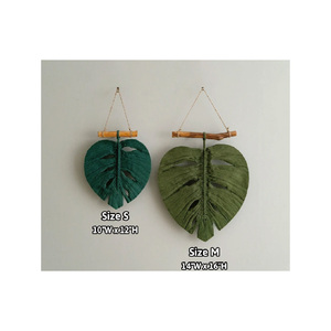 Monstera Leaves Macrame Wall Hanging Monstera Wall Decor Green Leaf Macrame Wall Art Botanical Leaf