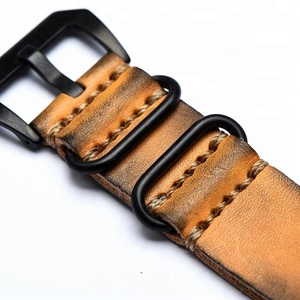 20mm 22mm 24mm Zulu <span class=keywords><strong>NATO</strong></span> Vintage Fait Main En <span class=keywords><strong>Cuir</strong></span> Pleine fleur <span class=keywords><strong>Bracelet</strong></span> de Montre - Product Image 3
