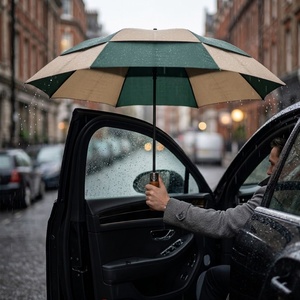 Folding Umbrella Wooden Handle Windproof Rain Umbrella Auto Open Close Compact Travel Umbrella for Gift - Product Image 1