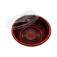 Bol en Plastique Rond Jetable pour Ramen avec Couvercles, Noir et Blanc, à Emporter, avec Logo Personnalisé