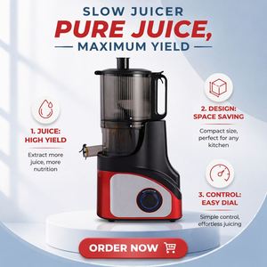 <b>Electric</b> Cold Press Slow <b>Juicer</b> KS-218R-Plastic Housing 600mL Capacity <b>Citrus</b> & Fruit Extractor - Product Image 4