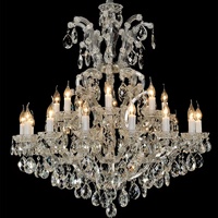 Lustre en cristal européen chromé en gros direct d'usine 8/12/16 lumières plafonnier de style bougie pour salon