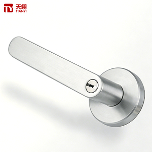 Tianyi Luxury Satin Nickel Flat Oval Door Lever on Rose Smooth Edge Internal Room Hardware Lockset Keyed Entry Privacy <b>Latch</b> - Product Image 4