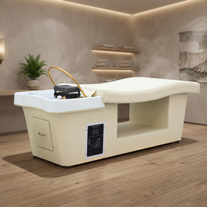 Sillón de peluquería moderno de plástico con lavabo y almacenamiento para uso en salón - Product Image 1
