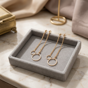 Boucles d'oreilles pendantes géométriques bohèmes pour femmes en laiton plaqué or faites à la main, accessoires élégants et tendance - Product Image 3