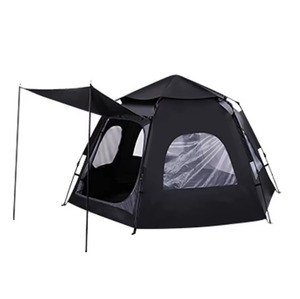 Black Customizable 6-8 Person Four-Season Oxford Hexagonal Camping <strong>Tent</strong> with Quick Setup Windproof &amp; UV Protection - Product Image 1