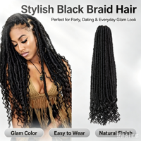 Goddess Extensions de cheveux en vrac pour tresses au crochet, en fibre haute température douce, ondulation naturelle, 20 mèches, style Faux Locs