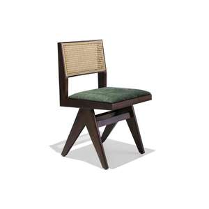 Chaise de salle à manger de qualité supérieure au design moderne capitonné en rotin rembourrée en bois massif pour la maison, le bureau, le bar à domicile, la cave à vin, l'atelier - Product Image 1