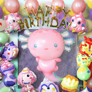 Globo de Aluminio Axolotl (<span class=keywords><strong>Ambystoma</strong></span> Maculatum) Mate Mylar Temática Oceánica Reciclable Impreso en 6 Colores para Fiestas Infantiles - Product Image 3