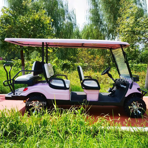 Gloss <b>Pink</b> 4 Seat Off-Road Golf Buggy Metal Front Guard Large All-Terrain Tires for Wedding Villa Guest Reception Transport - Product Image 6