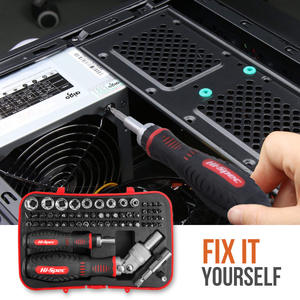 Kit d'outils de réparation Hi-Spec 61 pièces avec tournevis à cliquet, unités métriques et impériales, embouts et douilles - Product Image 3