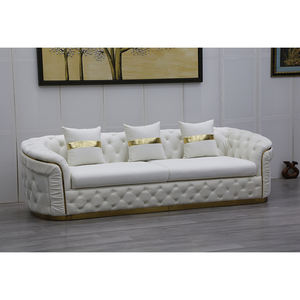 ชุดโซฟาเชสเตอร์ฟิลด์สีขาวสไตล์ยุโรปหรูหรา ขาสีโรสโกลด์ ผ้ากำมะหยี่ ตกแต่งกระดุม ผลิตจากโรงงานโดยตรง เหมาะสำหรับห้องโถงในวิลล่า - Product Image 5