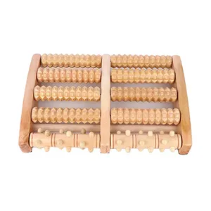 Best Selling Amazon Wooden Roller Foot Massager 5 Rows Nails Roller For Heel Pain Plantar Fasciitis Sore Feet Therapy Product