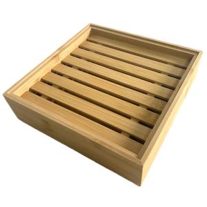 Plateau de service en bambou 20x20x5,5cm, plateau à nourriture en bois massif pour la restauration et la présentation de sushis - Product Image 4