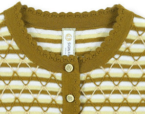 2025 personalizado OEM y ODM señoras primavera Casual cuello redondo <span class=keywords><strong>manga</strong></span> corta <span class=keywords><strong>abullonada</strong></span> con media tapeta suéter efecto rayas pulóver - Product Image 4