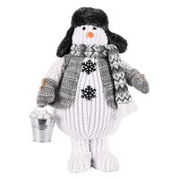 Chapeau de trappeur noir moderne avec figurine de bonhomme de neige et seau à boules de neige pour décoration de Noël minimaliste urbaine – Vente en gros