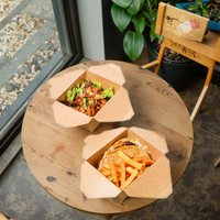Emballage à emporter pour restauration rapide jetable 750 ml en papier kraft de qualité alimentaire recyclable doublé d'une éponge avec fermeture magnétique et gaufrage