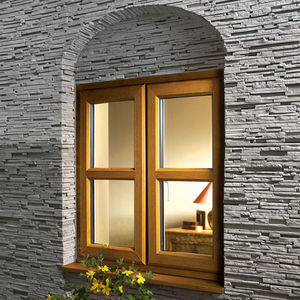 Fenêtre à battant en aluminium aspect bois <span class=keywords><strong>sur</strong></span> <span class=keywords><strong>mesure</strong></span> avec treillis de sécurité et grilles décoratives pour projets architecturaux avec dessins CAO - Product Image 1