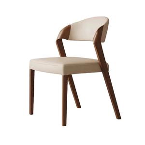 Nordic Solid Wood <b>Dining</b> <b>Chair</b> With Backrest Beige Leather Seat And Wooden Frame For Home Office Or <b>Dining</b> Room Use - Product Image 5