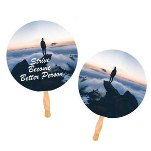 พัดกระดาษพิมพ์โลโก้สองด้านแบบกำหนดเอง ของขวัญกิจกรรมบริษัท ของที่ระลึกงานโปรโมชั่น พัดไม้ด้ามไม้ พัดเปล่าสำหรับงานซับลิเมชั่น - Product Image 4