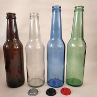 Vente en gros de bouteilles de bière en verre transparent les plus populaires, 250 ml, 330 ml, avec bouchon à couronne