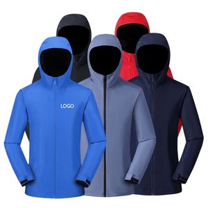 Veste imperméable à capuche avec logo brodé personnalisé, coupe-vent, veste d'extérieur unisexe, uniforme d'équipe, respirante, légère, vêtements de sport - Product Image 2