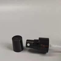 Pulvérisateur à brume fine noir lisse 18/410 20/410, buse de pulvérisation cosmétique en plastique avec capuchon extérieur transparent pour flacon de parfum ou de toner