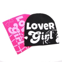 Bonnet d'hiver réversible Y2K sans revers en tricot jacquard avec motif graphique personnalisé pour streetwear