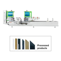 Sierra de doble cabezal CNC de alimentación automática JUNDE de 5400W tipo oscilante con PLC para la fabricación de ventanas y puertas