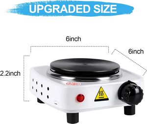 Plaque chauffante électrique portable 500W à brûleur unique en fonte solide pour usage domestique et camping en extérieur - Product Image 2