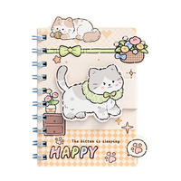 Carnet de poche portable A6 à reliure piquée, en carton blanc ligné horizontal, avec fermoir magique motif chat et lapin, idéal pour étudiants, design élégant, cadeau