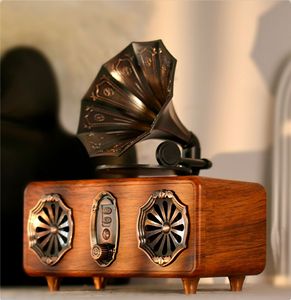 Loa không dây Retro đài phát thanh hỗ trợ U đĩa và TF Thẻ Loa kép Stereo hệ thống âm thanh cho máy tính để bàn trang trí và ngoài trời - Product Image 1