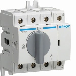 Interruttore Sezionatore Hager Hac408 4P 80A con Controllo Rotativo per Applicazioni a Bassa Tensione - Product Image 1