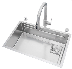 Lavello da <span class=keywords><strong>cucina</strong></span> in raso spazzolato grande capacità, realizzato in acciaio inossidabile 304, con Anti intasamento, incluso rubinetto estraibile - Product Image 2