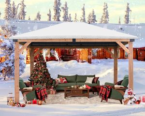 ABCCANOPY Patio extérieur 11x13 cadre en <span class=keywords><strong>bois</strong></span> jardin Gazebo à toit rigide avec crochet pour plafond Gazebo de patio en <span class=keywords><strong>bois</strong></span> massif Tonnelle de Jardin - Product Image 6