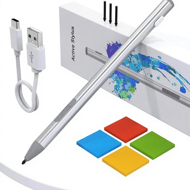 Surface Pencil Stylus Aluminum 4 Nibs 4096 Pressure Sensitivity Palm Rejection Rechargeable Magnetic for Surface