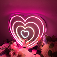 Nouveautés Winbo : Miroir néon personnalisé en forme de cœur, décoration murale, éclairage néon, miroir infini LED
