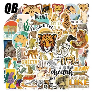 50 unidades de adesivo de animal de desenho animado Cheetah, pacote com etiqueta para decoração de casa, caderno de desenho animado, etiqueta de graffiti
