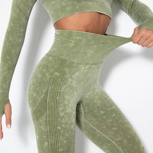 Leggings De sport <span class=keywords><strong>Push</strong></span>-<span class=keywords><strong>Up</strong></span> sans couture pour femmes, pantalon De Yoga délavé à l'acide, personnalisé, nouveau Style, - Product Image 2