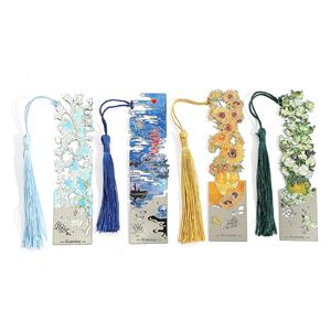 Nouveau marque-page en métal ajouré avec pompon, motif peinture Van Gogh, pince à livre pour cadeau promotionnel d'entreprise - Product Image 6