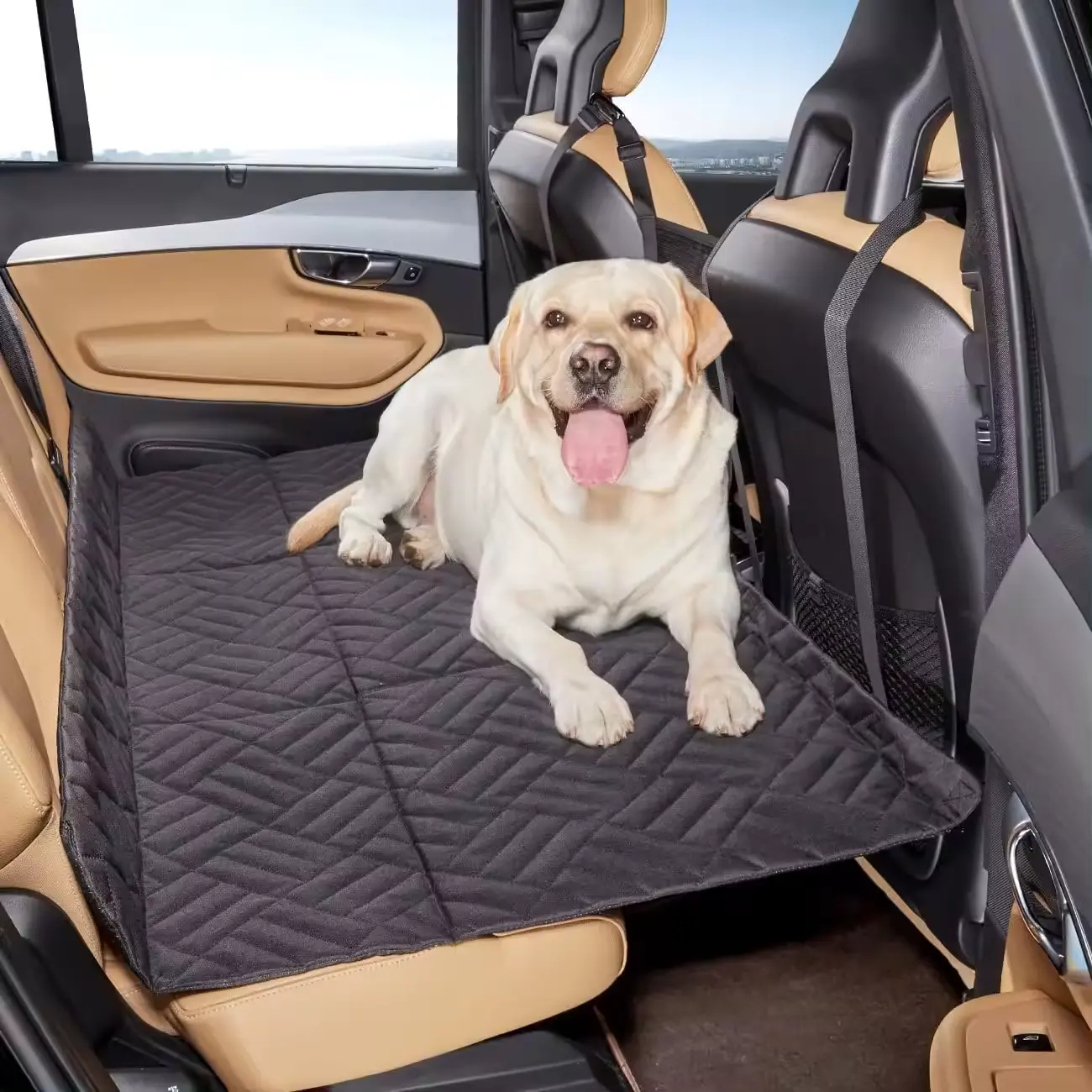 Housse de siège de voiture pour chien pour siège arrière extra large avec fond dur solide extension de siège arrière de voiture chiens adaptés à toutes les voitures