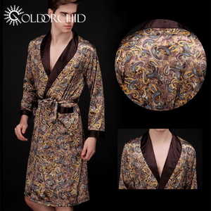 ชุดคลุมผ้าไหมสำหรับผู้ชายชุดคลุมยาวสำหรับใส่นอนของโรงแรมสุดหรูแบบใหม่ - Product Image 6