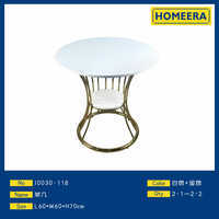 Tavolino da caffè HOMERA 60x60x70 cm, piano in legno bianco, struttura in metallo, mobili moderni per soggiorno - Product Image 1