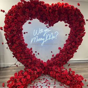 Фон для свадебных мероприятий, Цветочная композиция, красная искусственная Роза, ряд в форме сердца, арочный цветок для предложения, декор для меня - Product Image 3